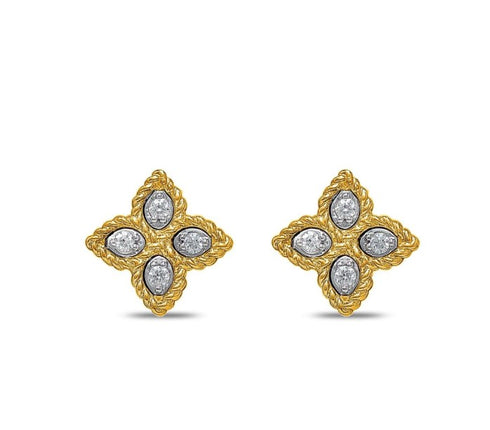 aretes Princess Flower en oro amarillo de 18kt con diamantes